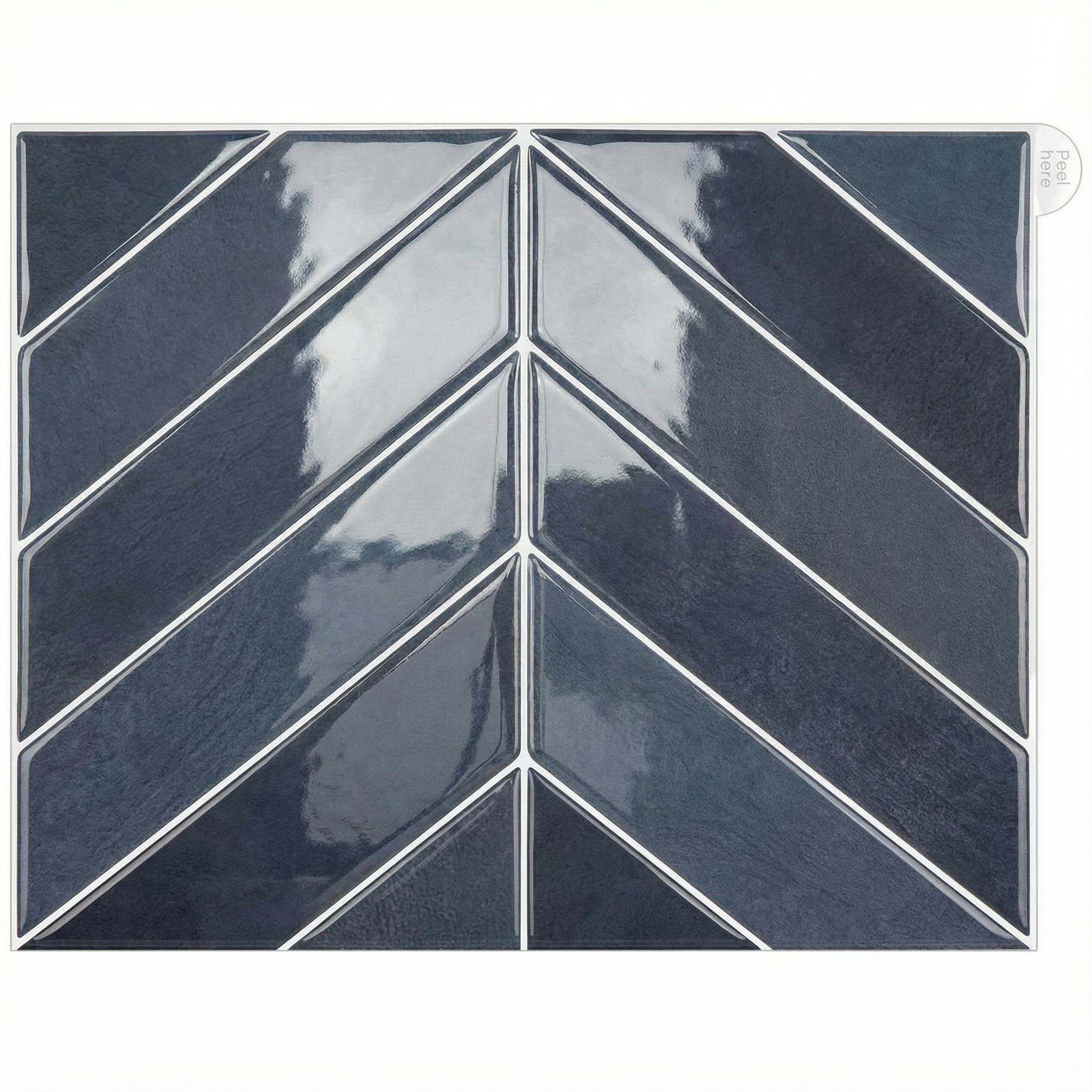 Bleu foncé - Carrelage chevron autocollant