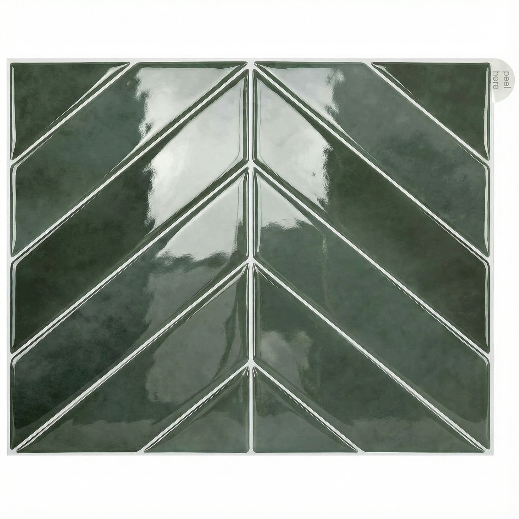 Vert - Carrelage chevron autocollant