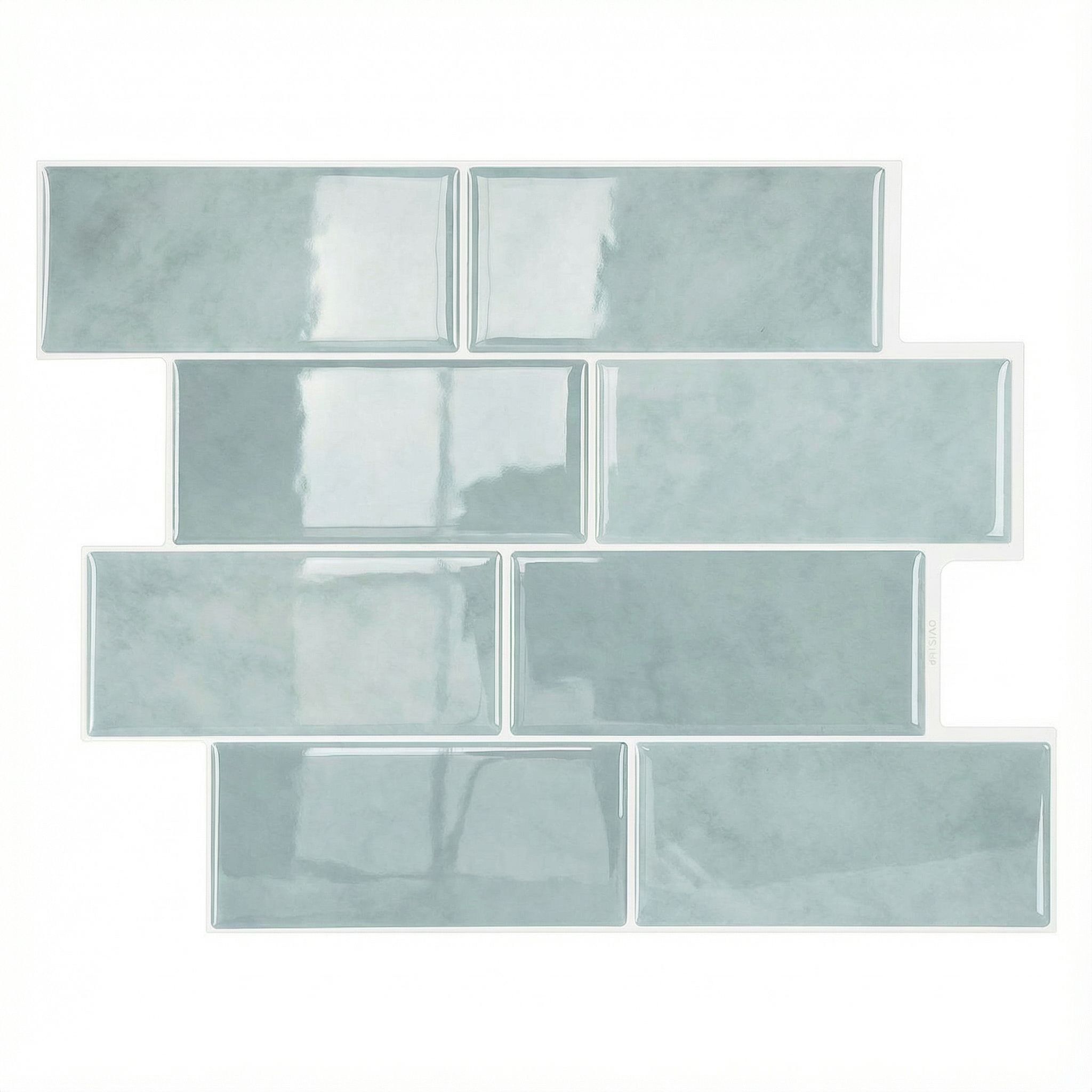 Vert-de-gris - Carrelage quinconce autocollant