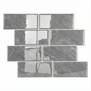 Marbre Gris - Carrelage quinconce autocollant