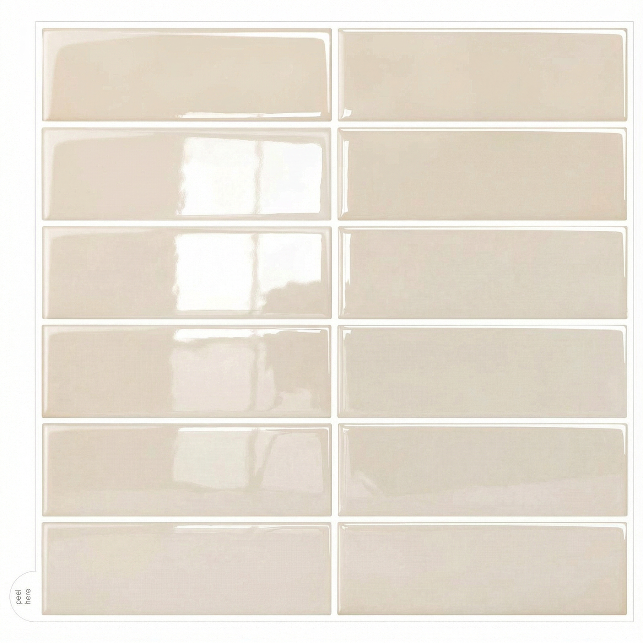 Beige - Carrelage droit autocollant