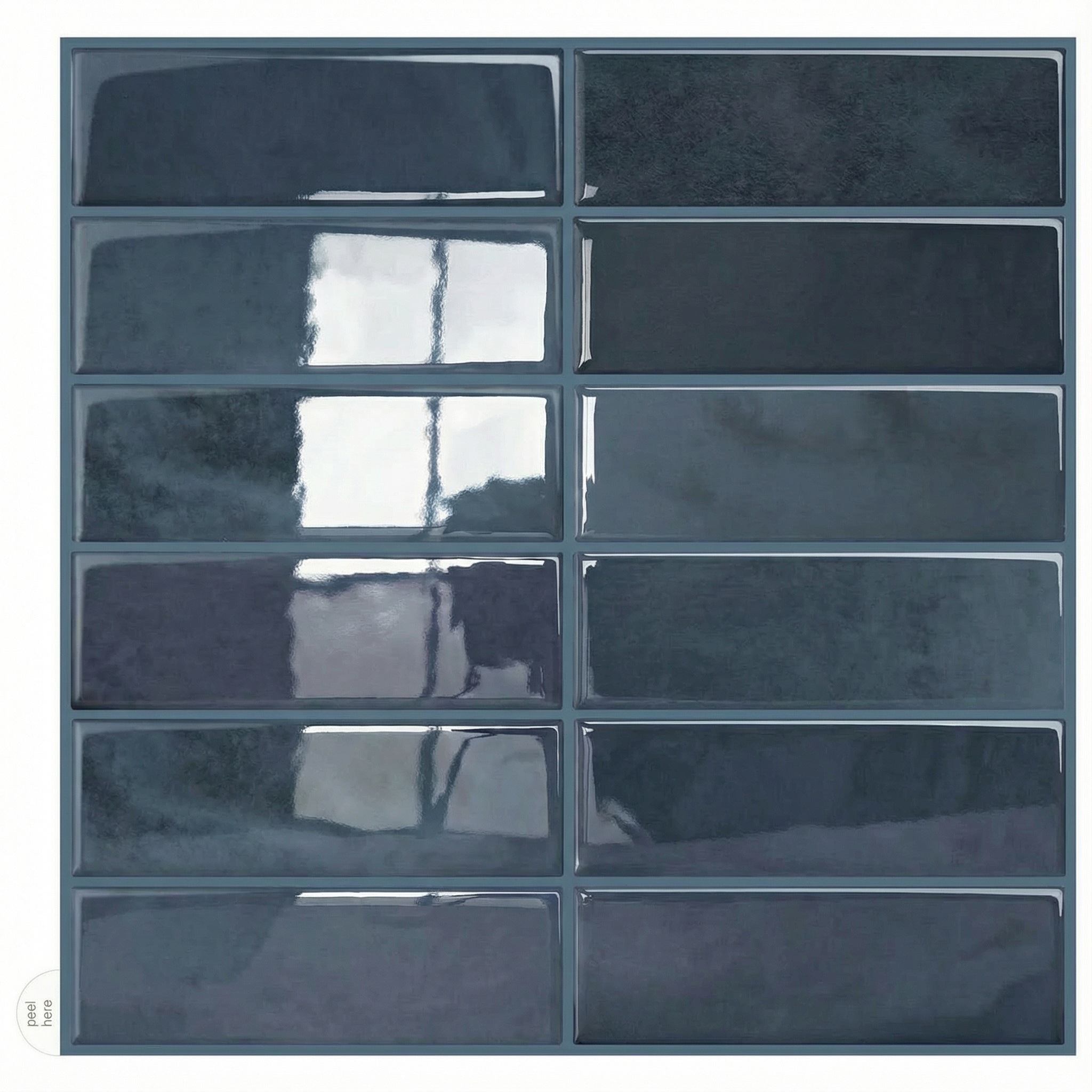 Bleu foncé - Carrelage droit autocollant