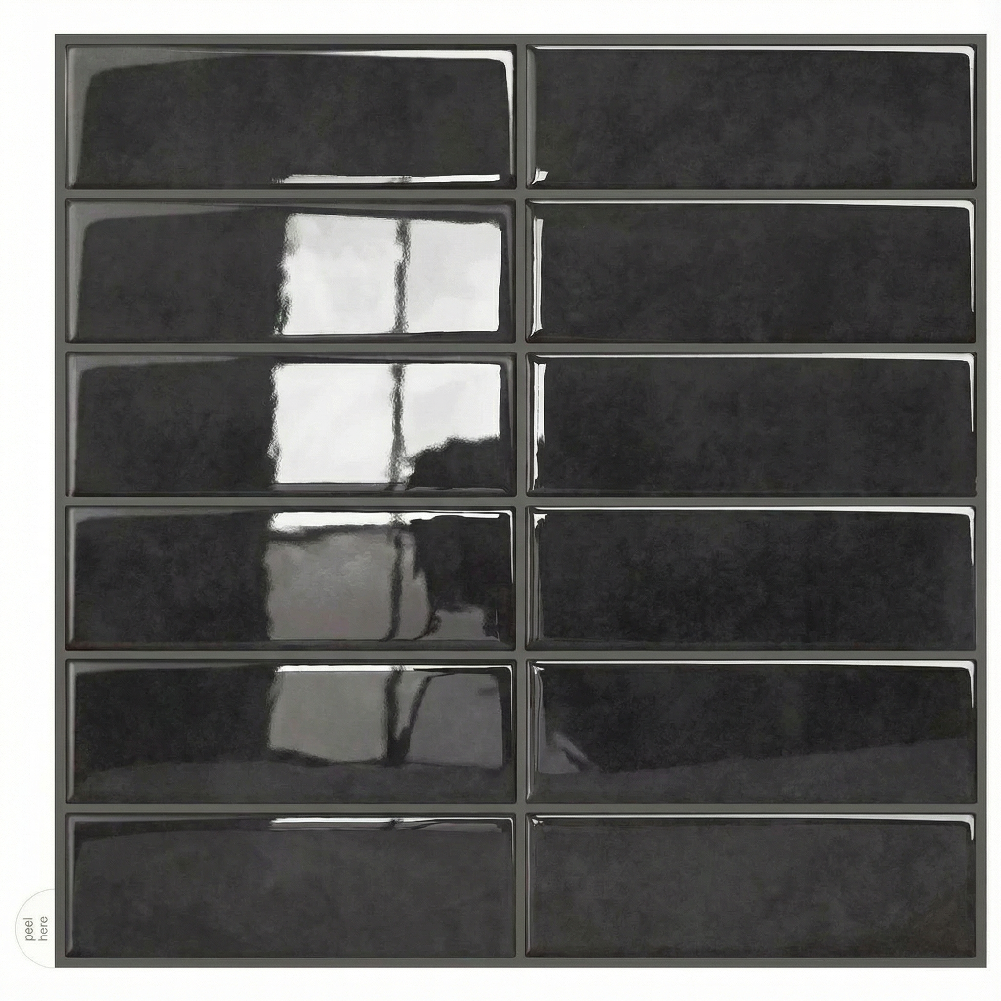 Noir - Carrelage droit autocollant