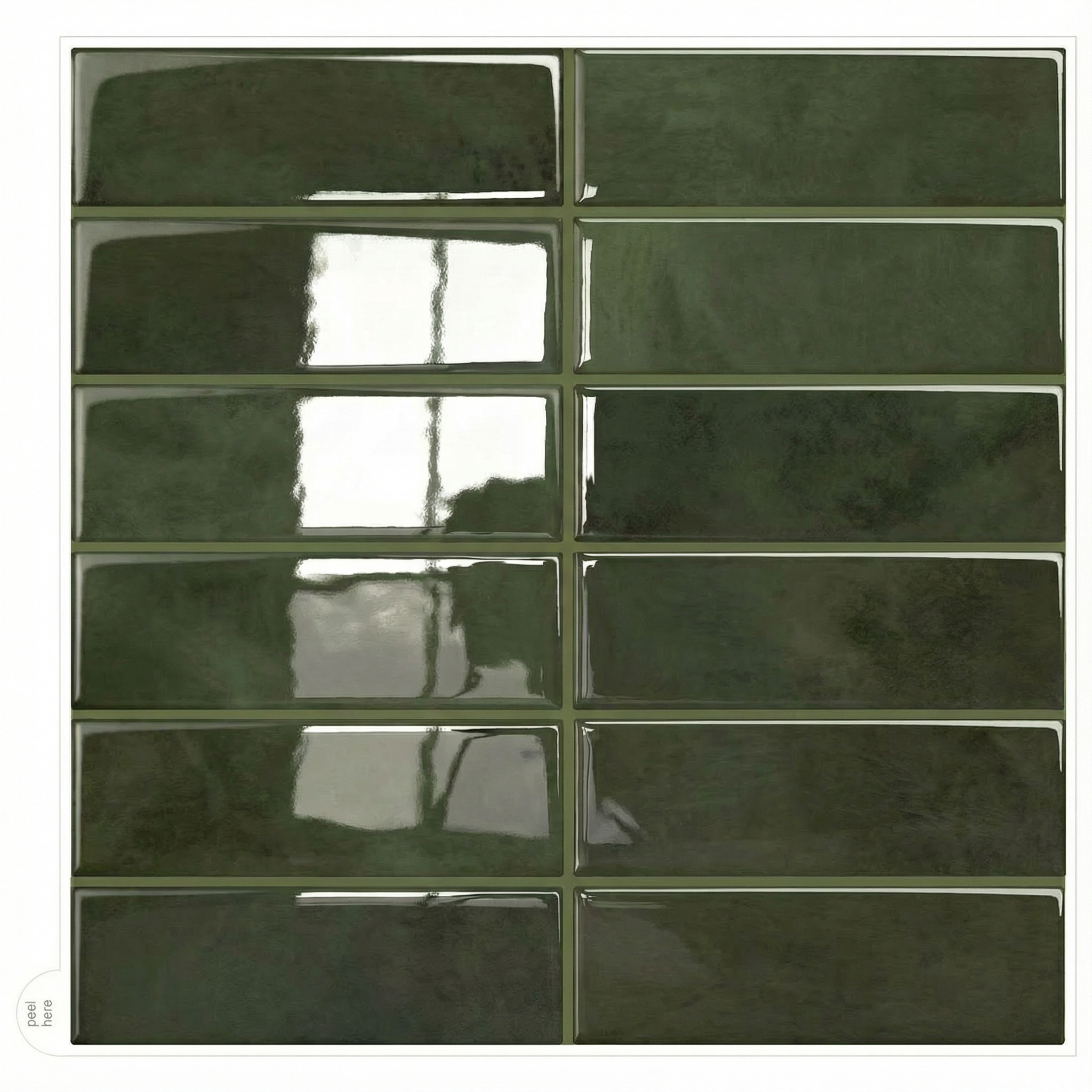 Vert foncé - Carrelage droit autocollant