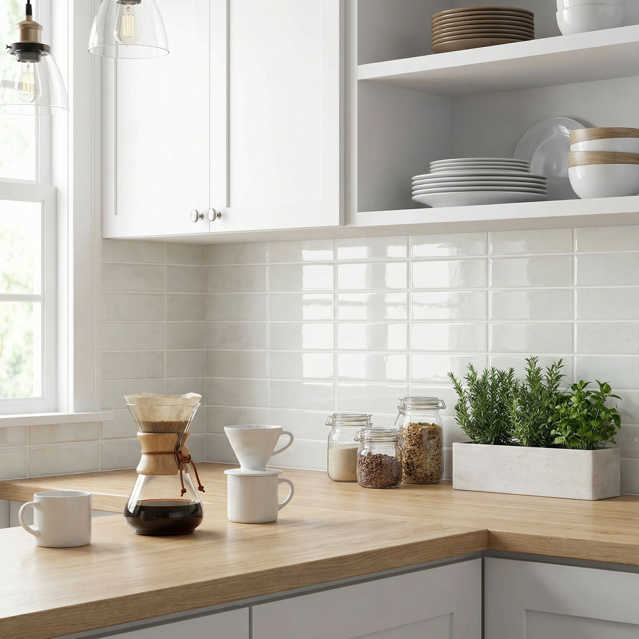 Vert pâle - Carrelage droit autocollant