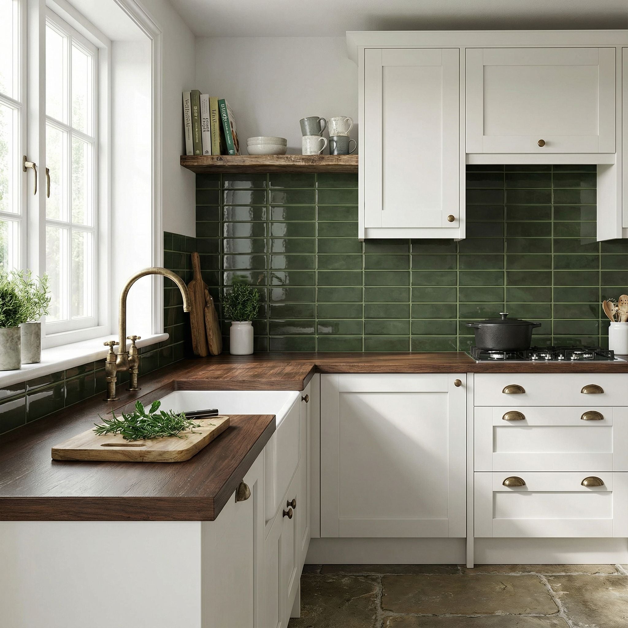 Vert foncé - Carrelage droit autocollant