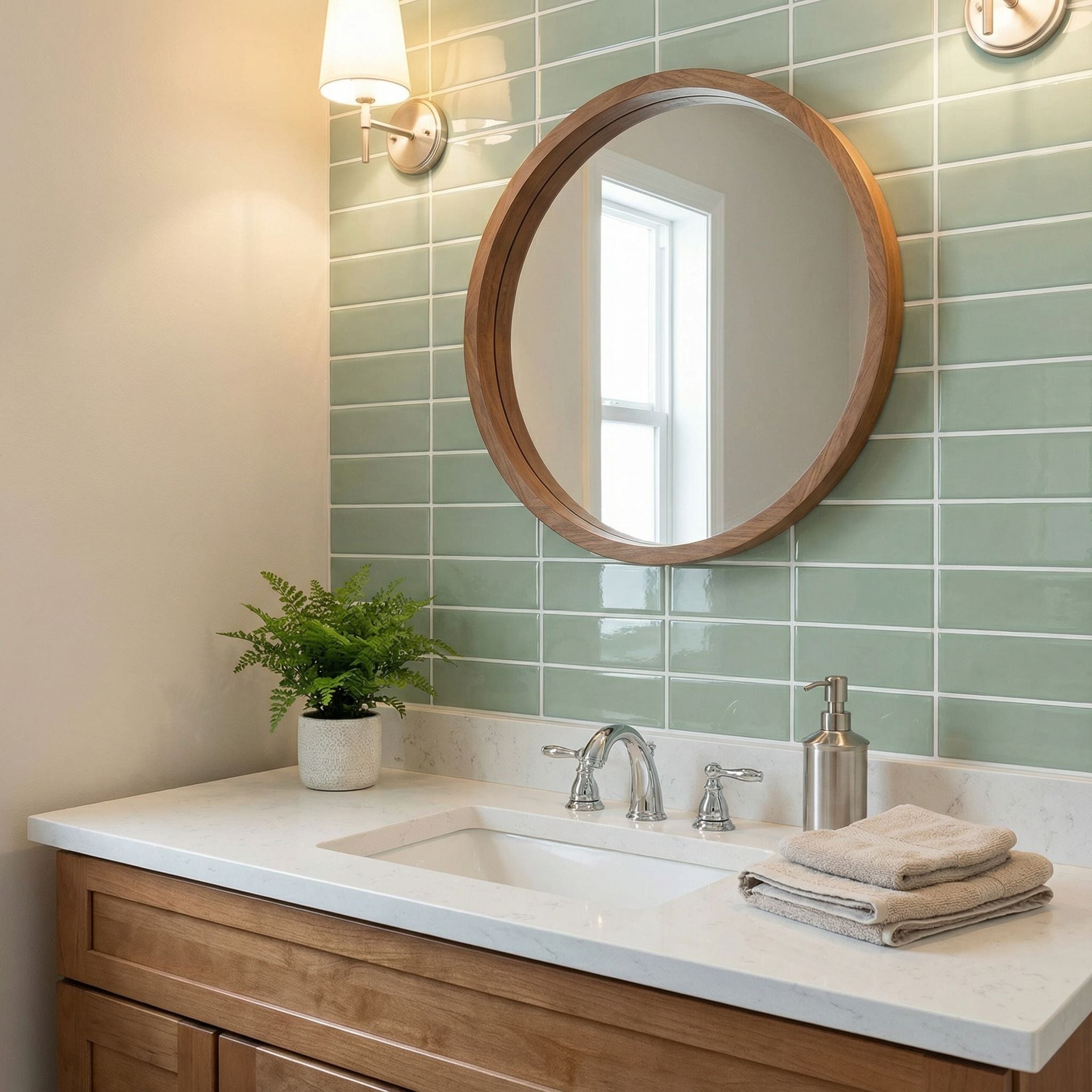 Vert clair - Carrelage droit autocollant