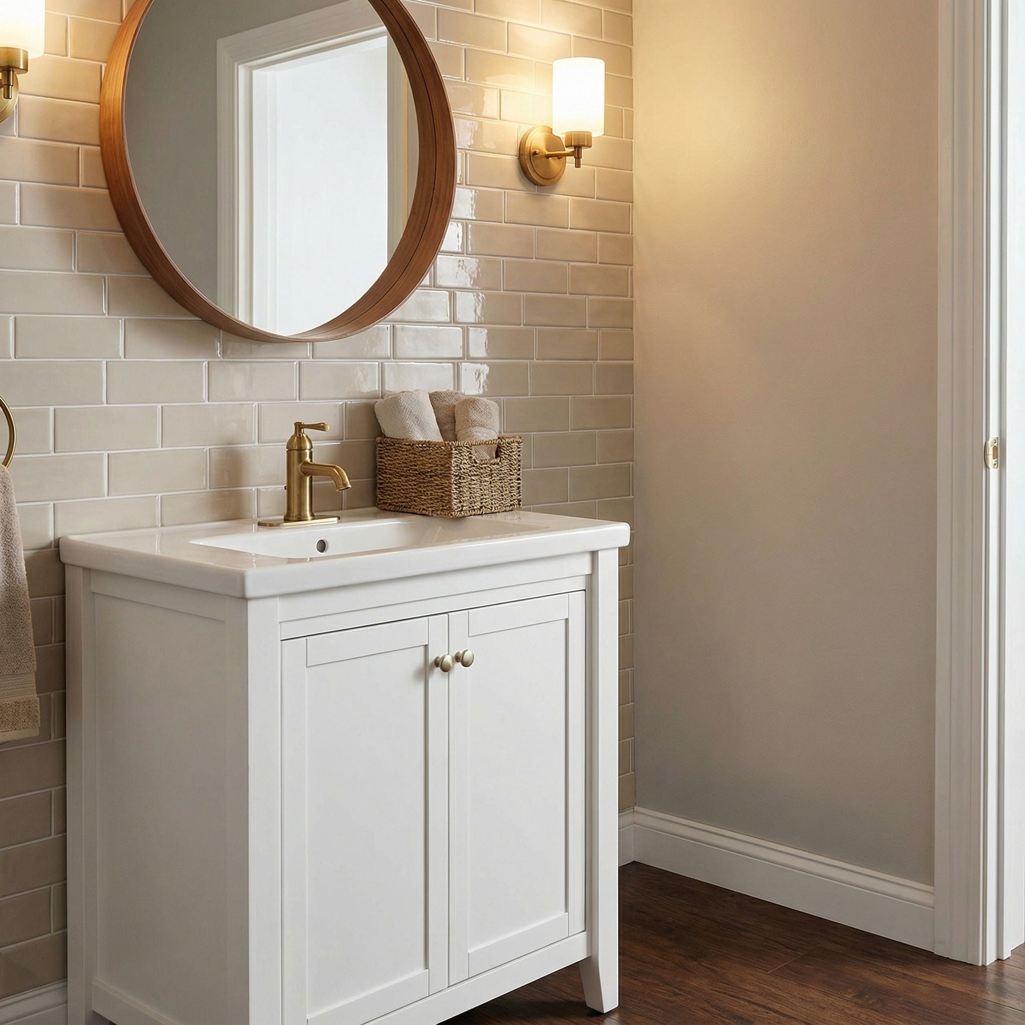 Beige - Carrelage quinconce autocollant