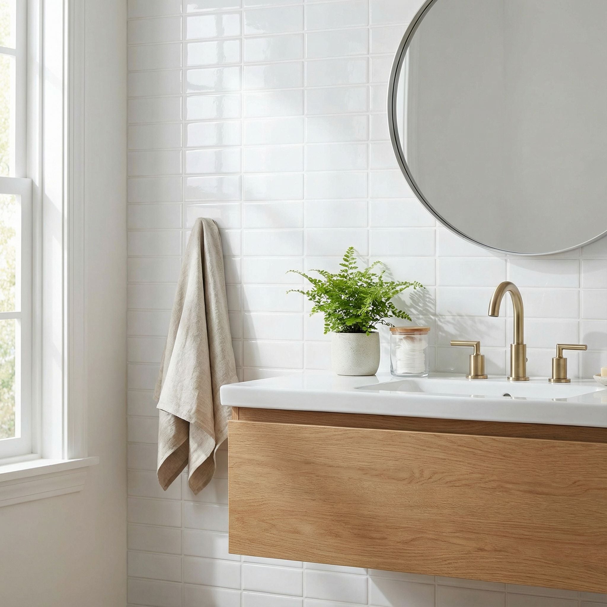 Blanc - Carrelage droit autocollant