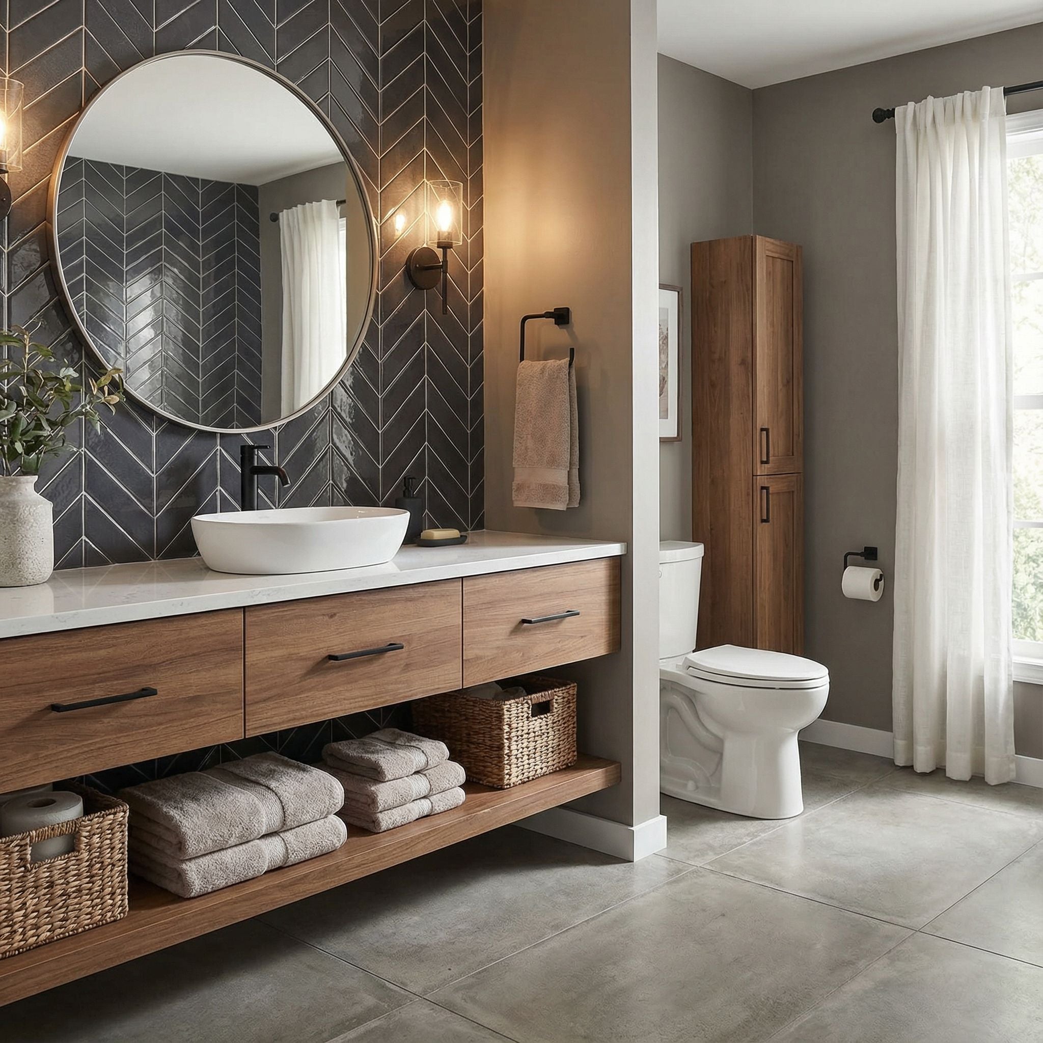 Gris foncé - Carrelage chevron autocollant