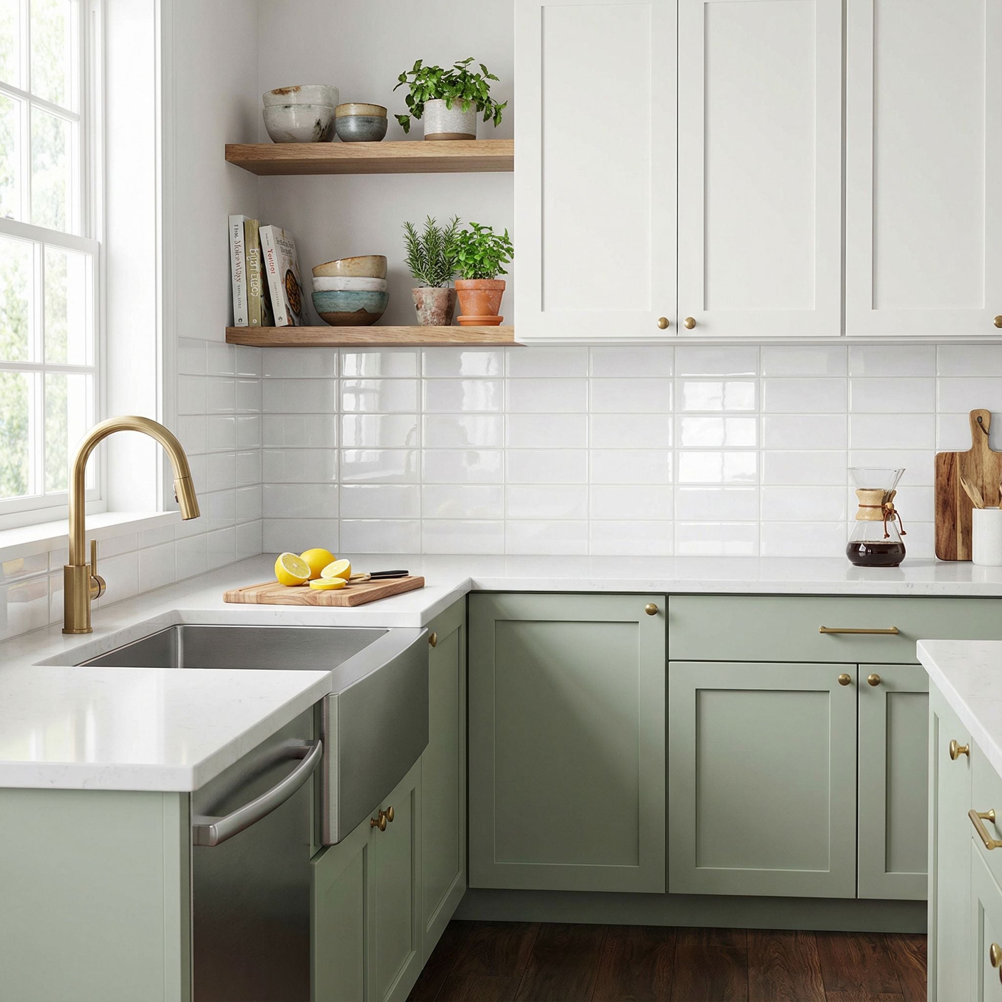 Blanc - Carrelage droit autocollant