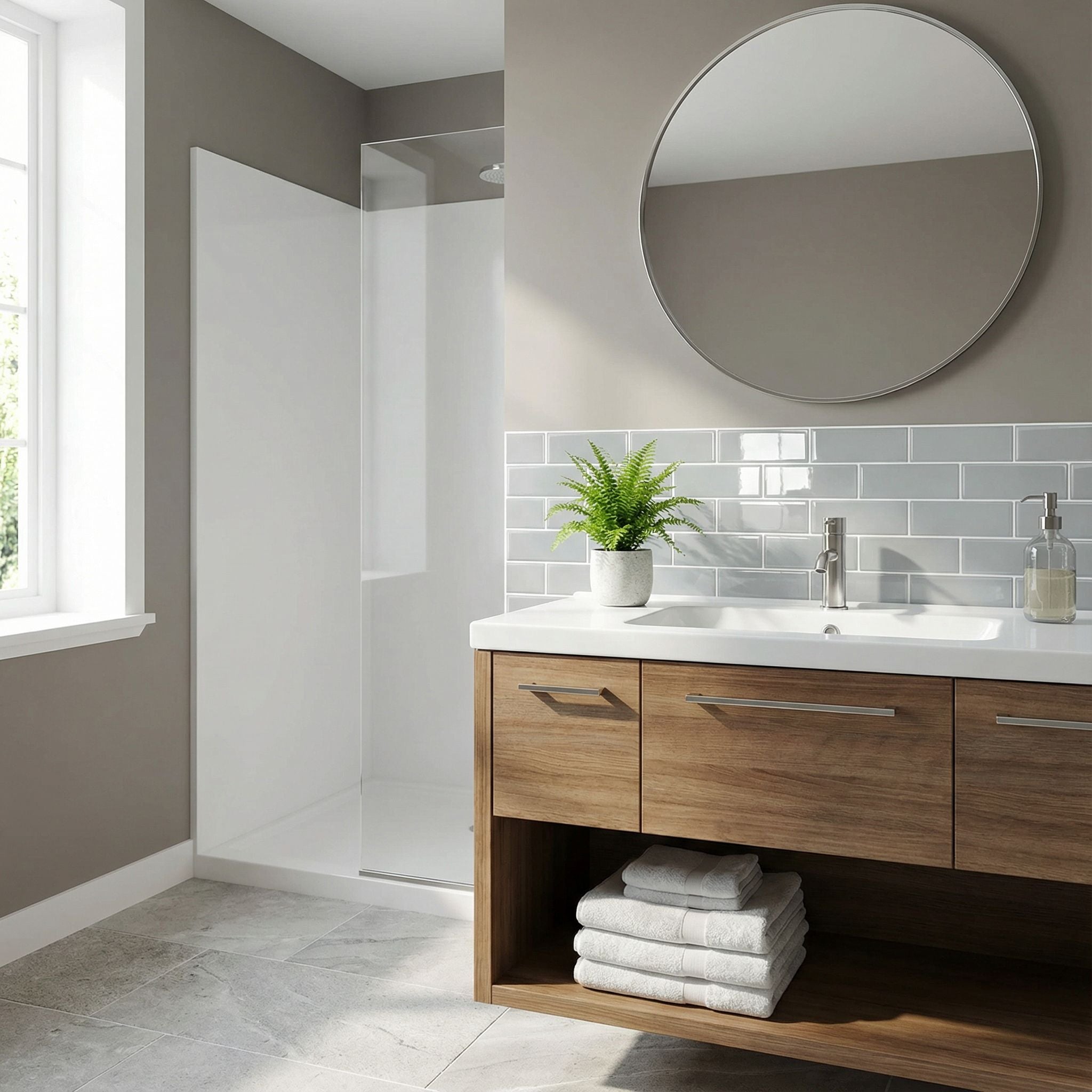 Gris - Carrelage droit autocollant