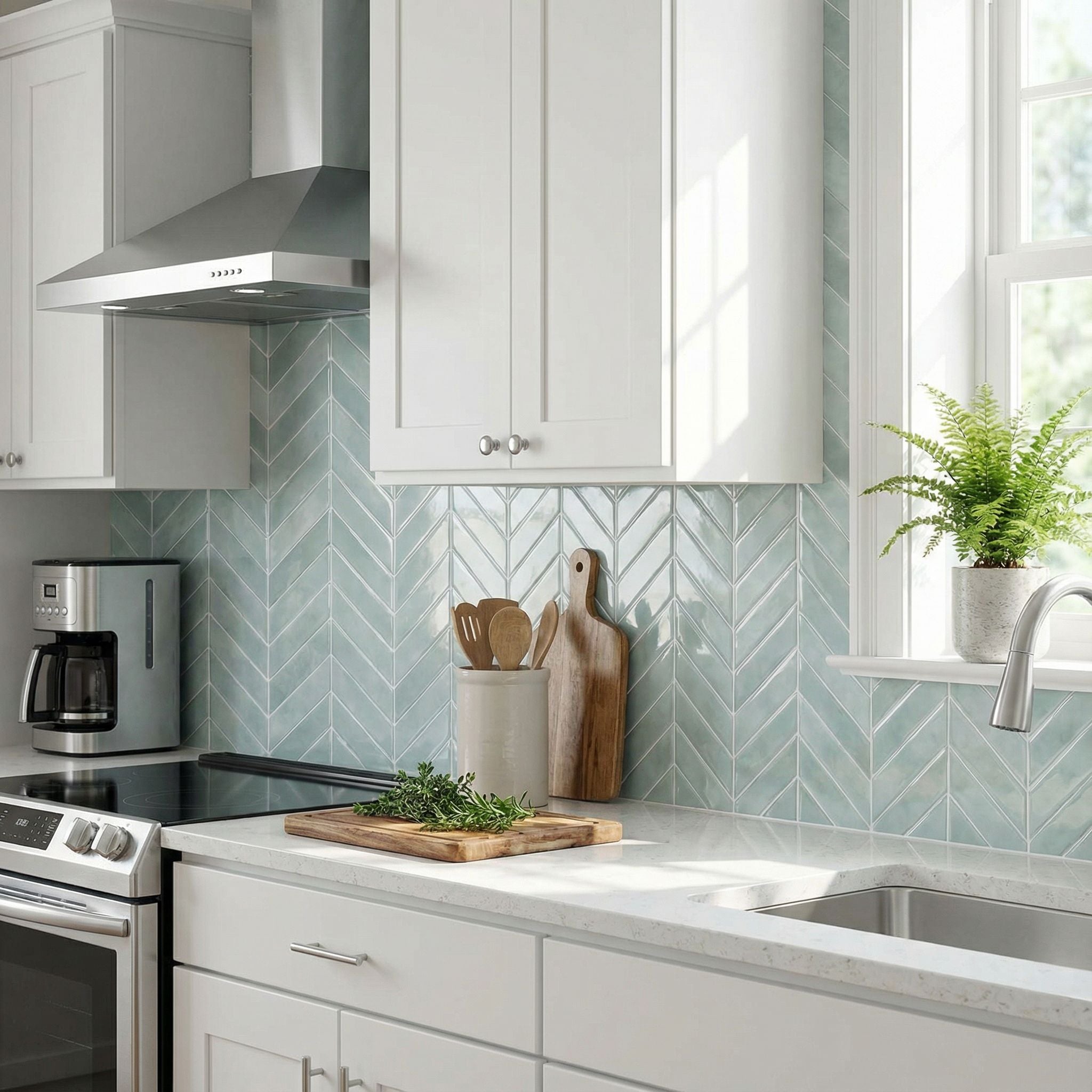 Bleur clair - Carrelage chevron autocollant