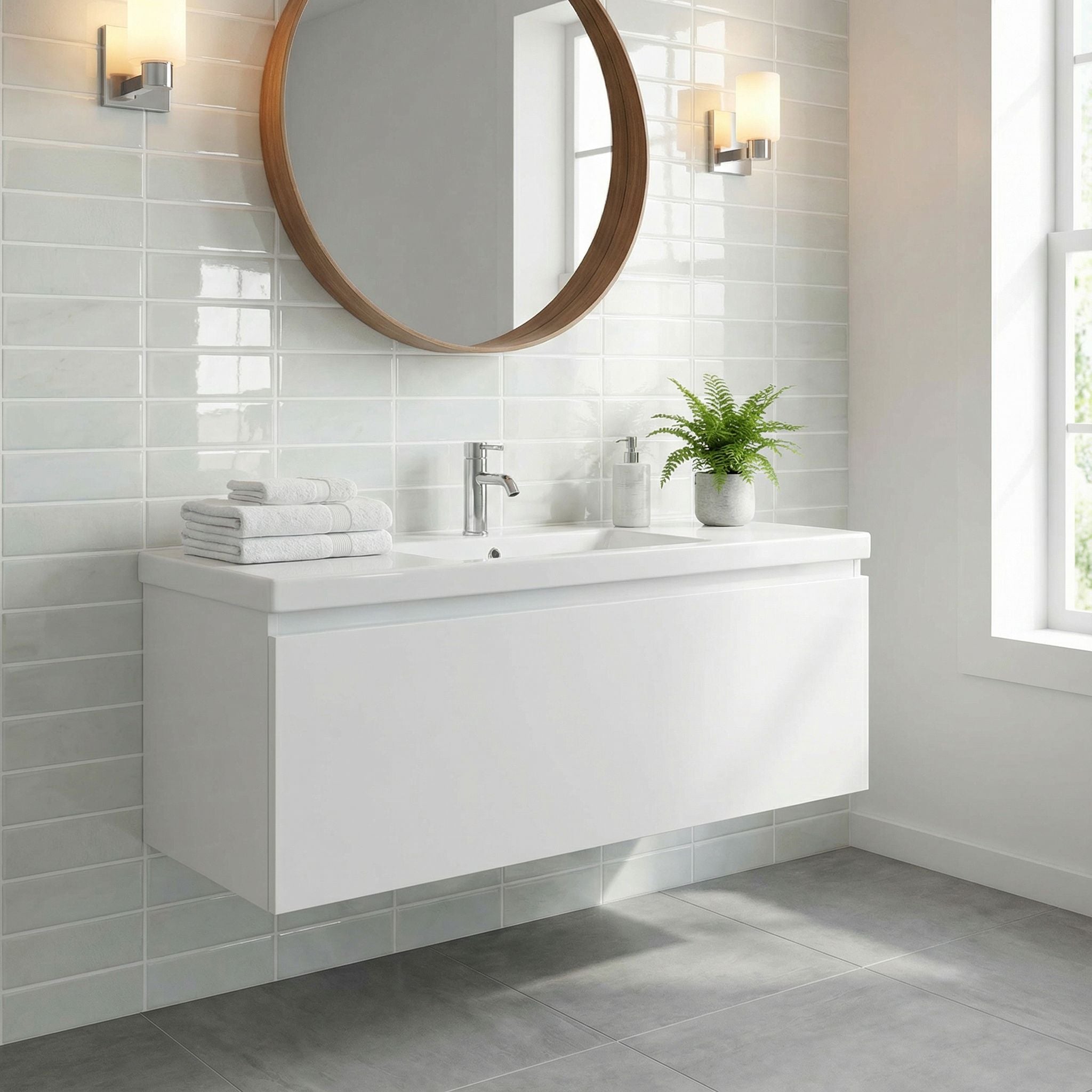 Vert pâle - Carrelage droit autocollant